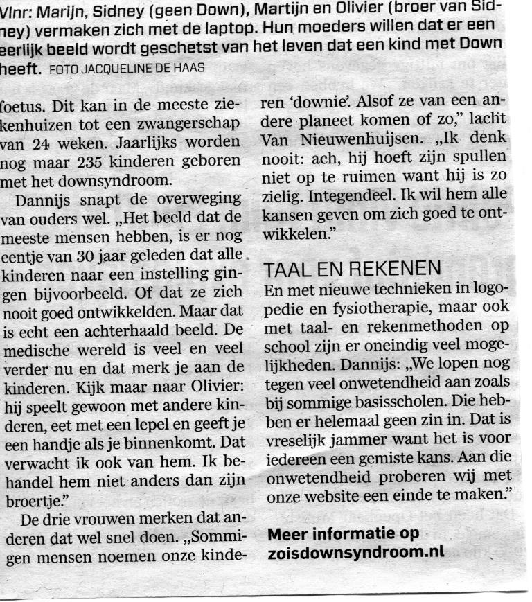 Afsluitende tekst over Zo is Downsyndroom